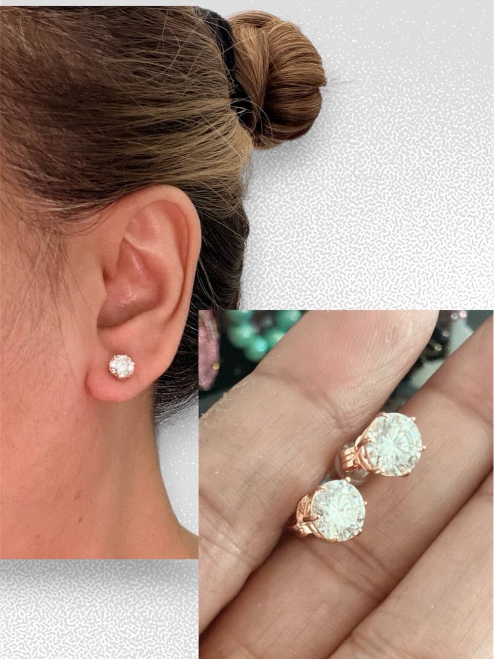 S925 Rose Gold Round 1CT Moissanite Stud Earrings - Women Jewelry